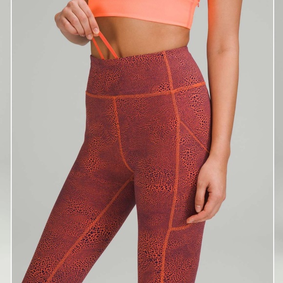 605. NWOT - Lululemon Invigorate High Rise Tight 25” Crackle Vintage Orange - Picture 5 of 9
